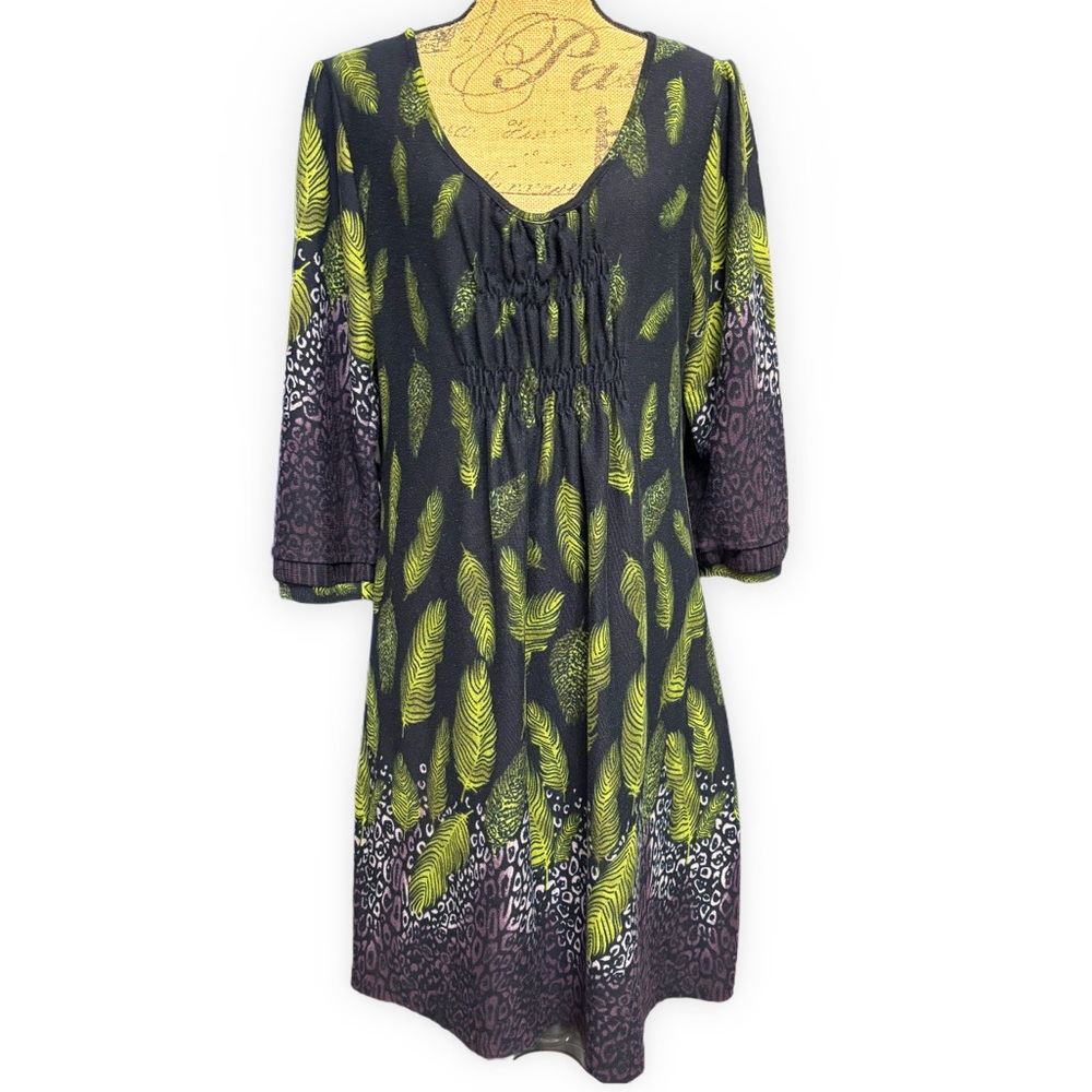 Ice Silk Peacock Leopard Print Dress 2X